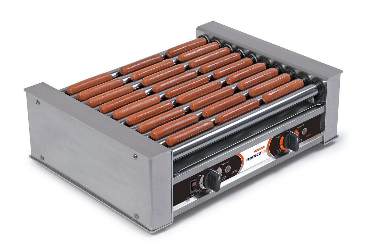 Nemco NME-8045W-230 / NME-8045SXW-230 - Hot Dog Roller Grill, 45 Hot Dogs, Flat Top, Wide 902mm