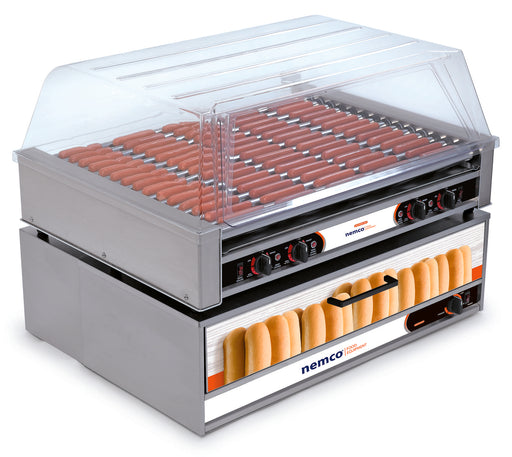Nemco NME-8075-230 / NME-8075SX-230 - Hot Dog Roller Grill, 75 Hot Dogs, Flat Top