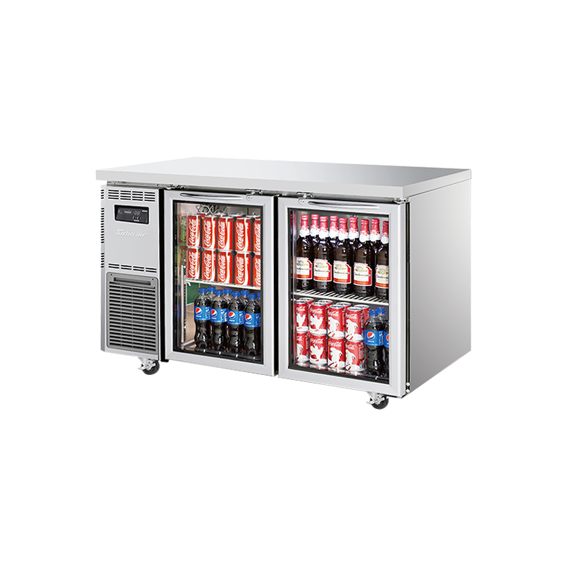 Turbo Air KGR12-2-N - 2 Glass Door Underbench Fridge 1200mm 311L