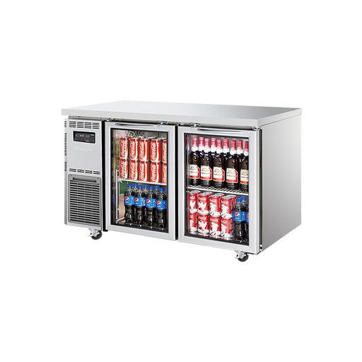 Turbo Air KGR12-2-N - 2 Glass Door Underbench Fridge 1200mm 311L