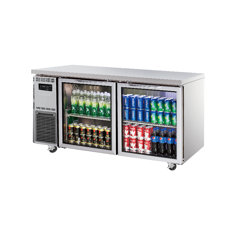 Turbo Air KGR15-2-N - 2 Glass Door Underbench Fridge 1500mm 425L