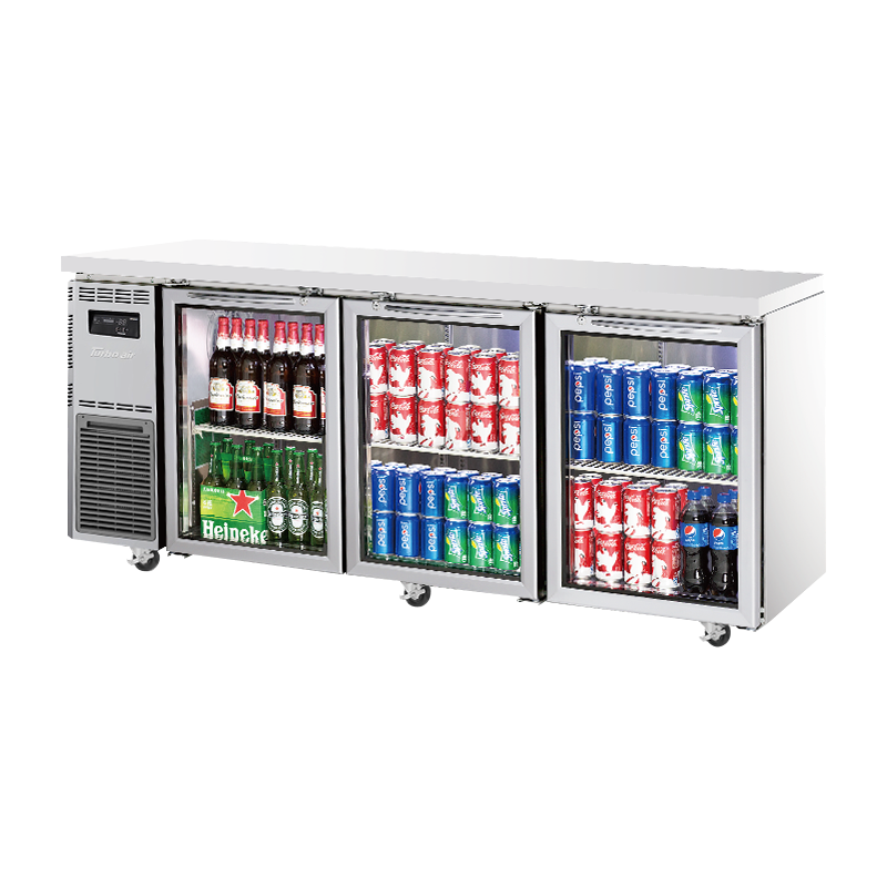 Turbo Air KGR18-3-N - 3 Glass Door Underbench Fridge 1800mm 538L