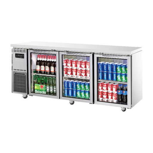 Turbo Air KGR18-3-N - 3 Glass Door Underbench Fridge 1800mm 538L