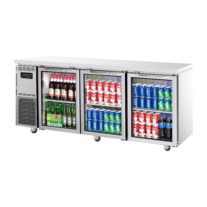 Turbo Air KGR18-3-N - 3 Glass Door Underbench Fridge 1800mm 538L