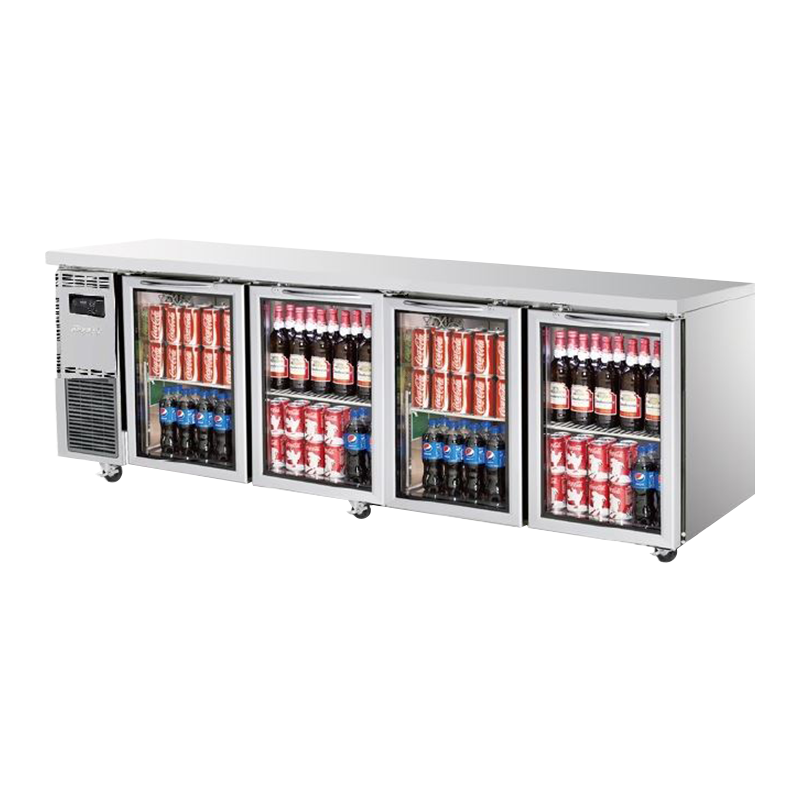 Turbo Air KGR24-4-N - 4 Glass Door Underbench Fridge 2400mm 705L