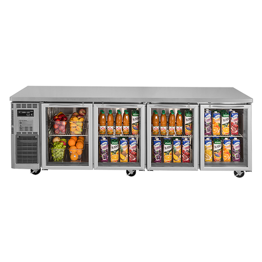 Turbo Air KGR24-4-N - 4 Glass Door Underbench Fridge 2400mm 705L