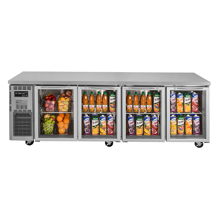 Turbo Air KGR24-4-N - 4 Glass Door Underbench Fridge 2400mm 705L
