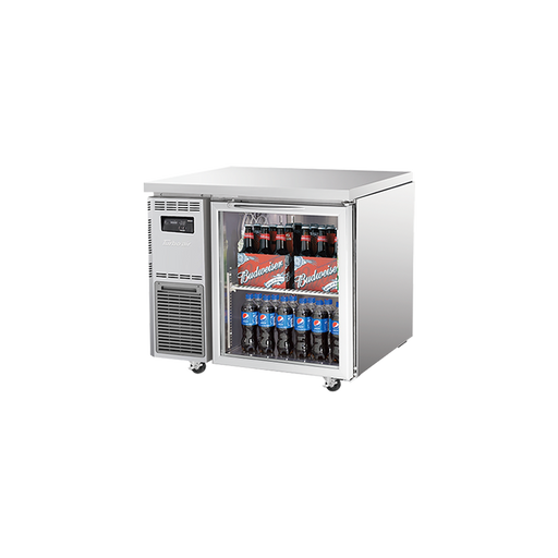 Turbo Air KGR9-1-N - 1 Glass Door Underbench Fridge 900mm 198L