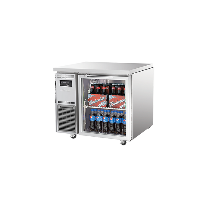 Turbo Air KGR9-1-N - 1 Glass Door Underbench Fridge 900mm 198L