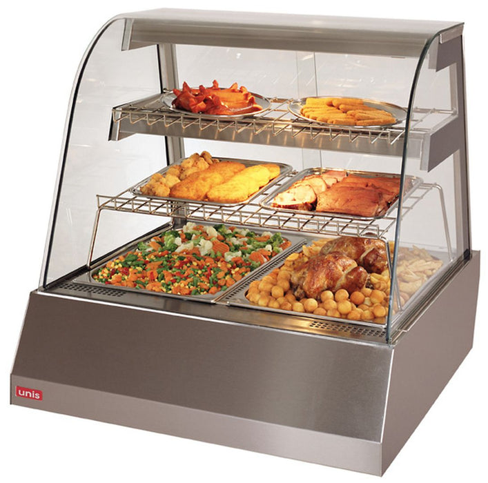 Unis UNE-KEN2THHIGH - Kentucky Heated Food Display, Curved Glass, 2 Tray, 746mm