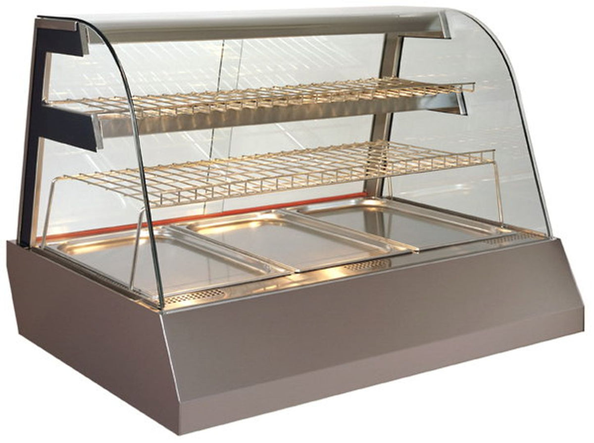 Unis UNE-KEN3THHIGH - Kentucky Heated Food Display, Curved Glass, 3 Tray, 1080mm