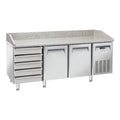 Saltas MPB0026 - Pizza Prep Fridge, Granite Top, with Ambient Drawers, 2025mm