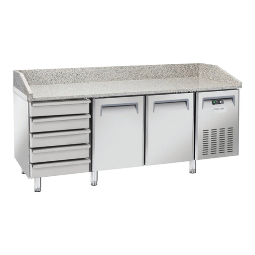 Saltas MPB0026 - Pizza Prep Fridge, Granite Top, with Ambient Drawers, 2025mm