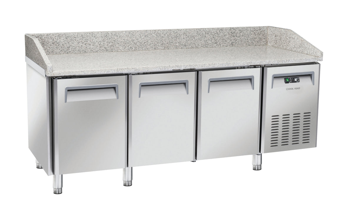 Saltas MPB0030 - Pizza Prep Fridge, Granite Top, 3 Doors, 2025mm