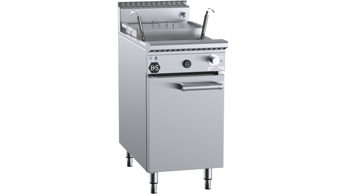 B+S Black NC-2-SW-2 - 450mm Gas Noodle Cooker 2 Basket & 2 Soup Pots