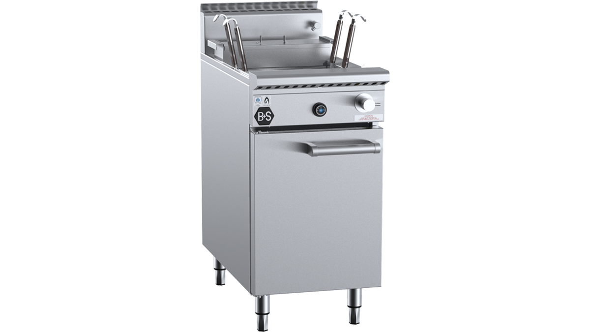 B+S Black NC-4-SW-1 - 450mm Gas Noodle Cooker 4 Basket & Soup Pot