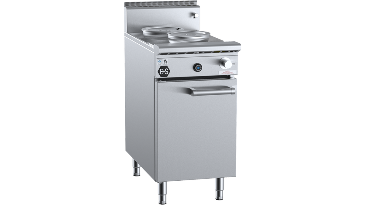B+S Black NC-SW2 - 450mm Gas Soup Warmer 2 x 8L Round Pots