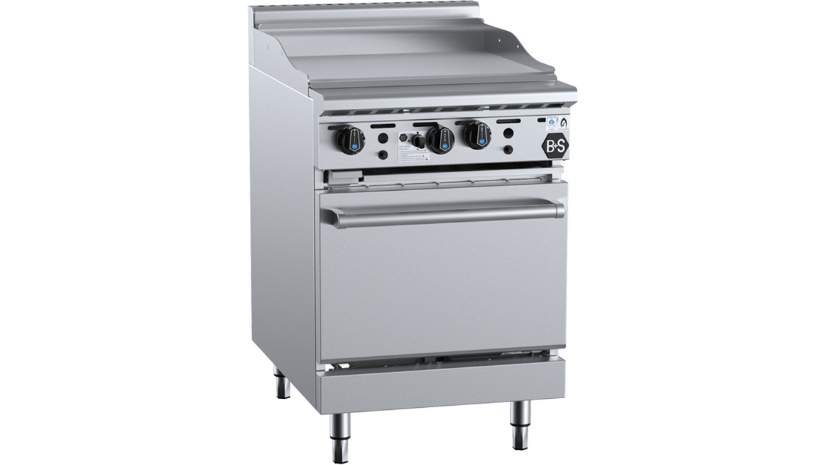 B+S Black OV-GRP6 - 600mm Grill Plate Gas Range with Oven