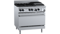 B+S Black OV-SB4-CBR3 - 900mm 4 Burner & Char Broiler Gas Range with Oven