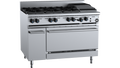 B+S Black OV-SB6-CBR3 - 1200mm 6 Burner & Char Broiler Gas Range with Oven
