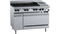 B+S Black OV-SB6-GRP3 - 1200mm 6 Burner & Grill Plate Gas Range with Oven
