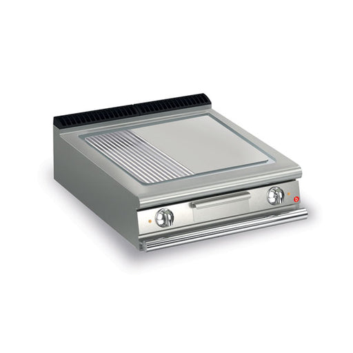 Baron Q70SFT/E820 - Queen 7 Electric Griddle Mild Steel 2/3 Smooth 1/3 Ribbed Plate 800mm