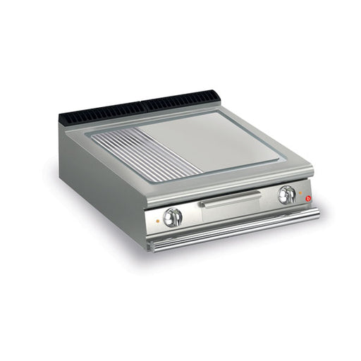 Baron Q70SFT/E825 - Queen 7 Electric Griddle Chrome 2/3 Smooth 1/3 Ribbed Plate 800mm