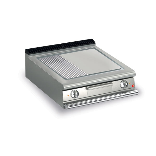 Baron Q70SFT/E825 - Queen 7 Electric Griddle Chrome 2/3 Smooth 1/3 Ribbed Plate 800mm