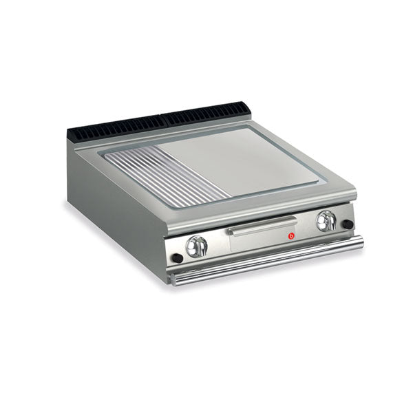 Baron Q70SFT/G820 - Queen 7 Gas Griddle Mild Steel 2/3 Smooth 1/3 Ribbed Plate 800mm