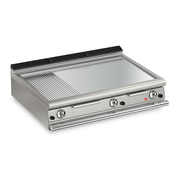 Baron Q90FTT/G1225 - Queen 9 Gas Griddle Chrome 2/3 Smooth 1/3 Ribbed Plate 1200mm