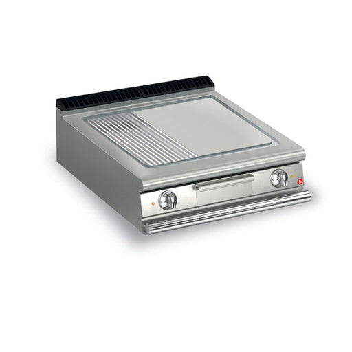 Baron Q90SFT/E820 - Queen 9 Electric Griddle Mild Steel 2/3 Smooth 1/3 Ribbed Plate 800mm