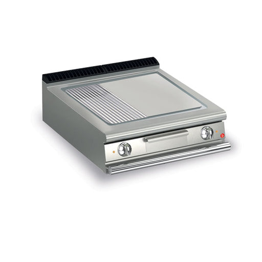 Baron Q90SFT/E825 - Queen 9 Electric Griddle Chrome 2/3 Smooth 1/3 Ribbed Plate 800mm