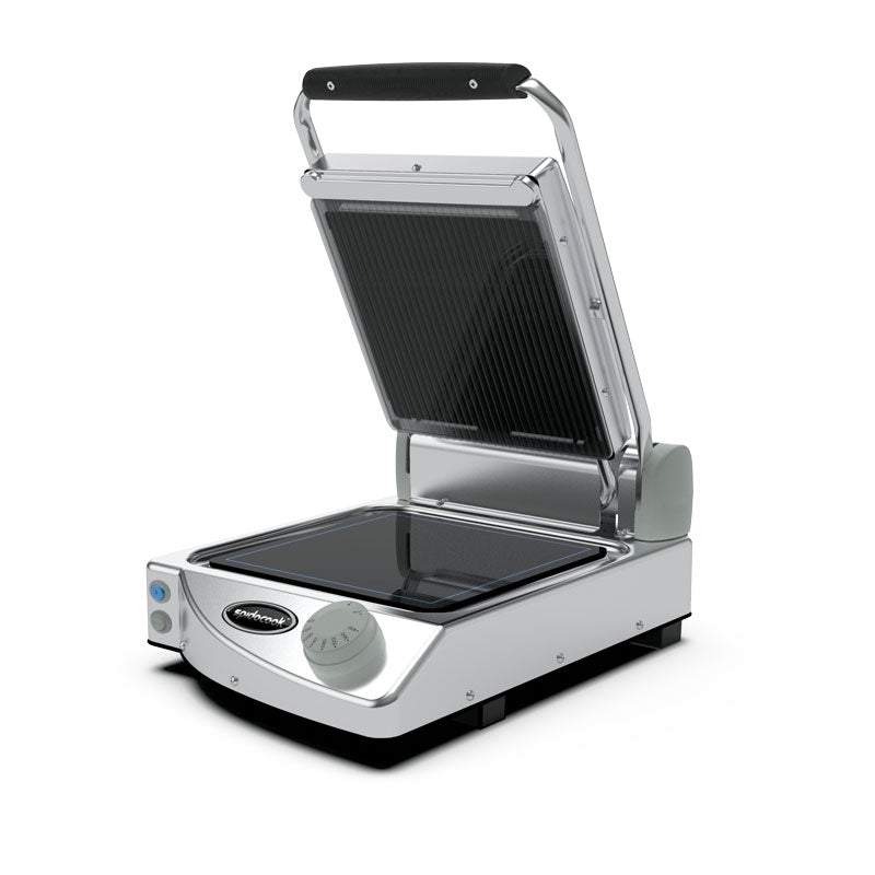 Spidocook SPE-SP010PR - Spidoglass Sandwich Press, Single, Ribbed Top, Smooth Bottom, 250 x 250mm