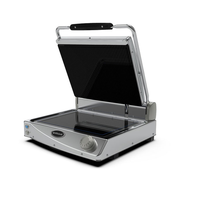 Spidocook SPE-SP015PR / SPE-SP015R - Spidoglass Sandwich Press, Large, Ribbed Top, Smooth Bottom, 300 x 400mm