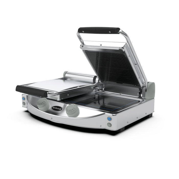 Spidocook SPE-SP020PR / SPE-SP020R - Spidoglass Sandwich Press, Double, Ribbed Top, Smooth Bottom, 2 x 250 x 250mm