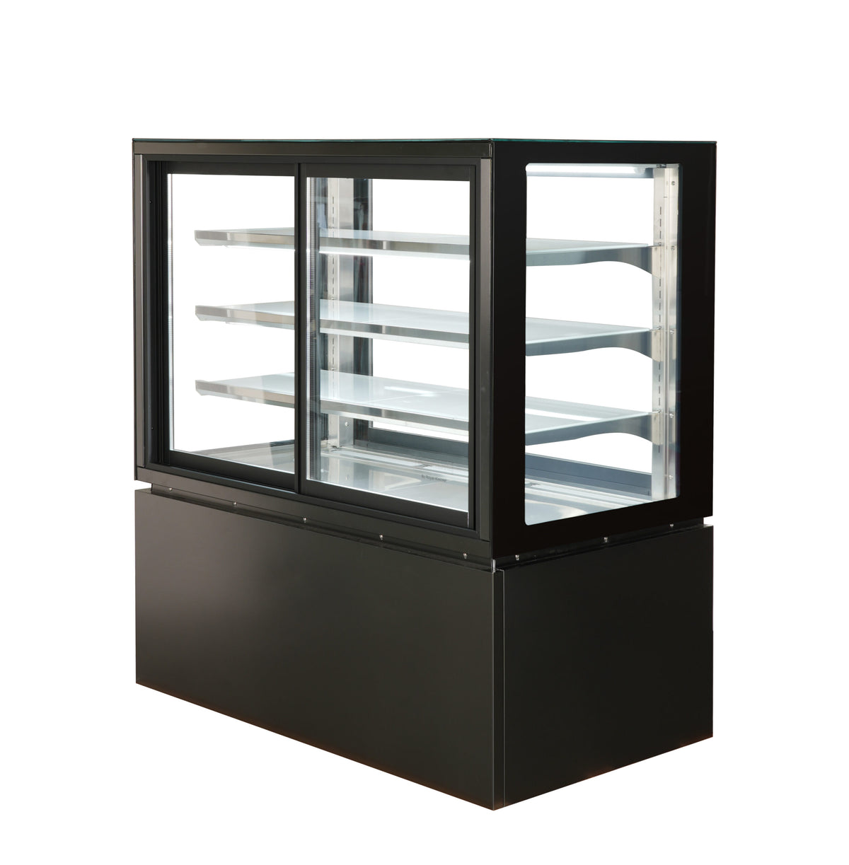 Anvil NDSV4730SS - Square Glass Cake Display Fridge 4 Tier 900mm, Self-Service