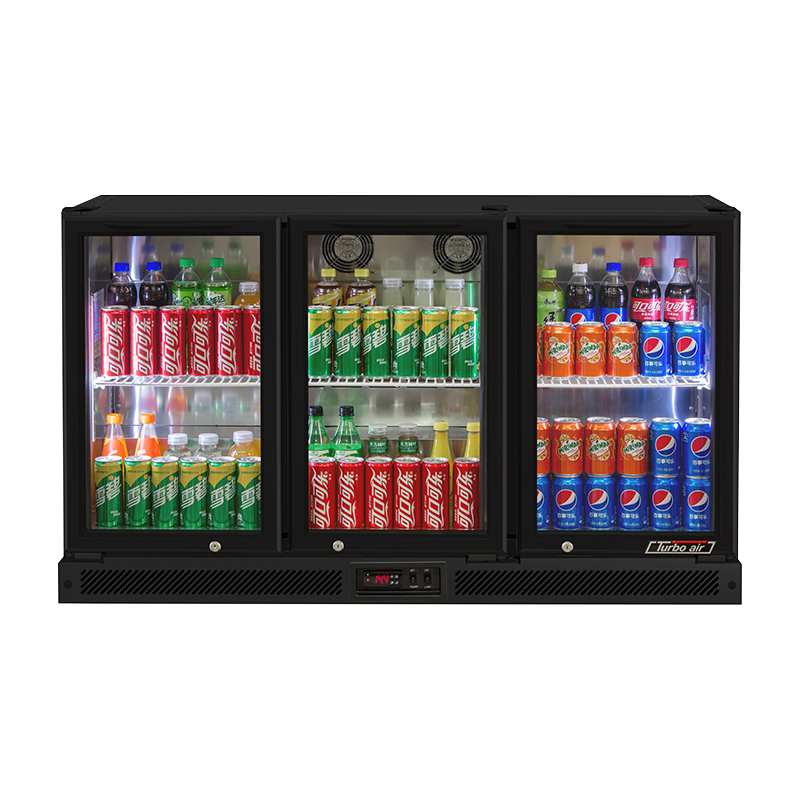 Turbo Air TB13-8H-SWBBB-N / TB13-8H-SWSSS-N - 3 Glass Door Back Bar Fridge 1352mm 246L (Black trim)