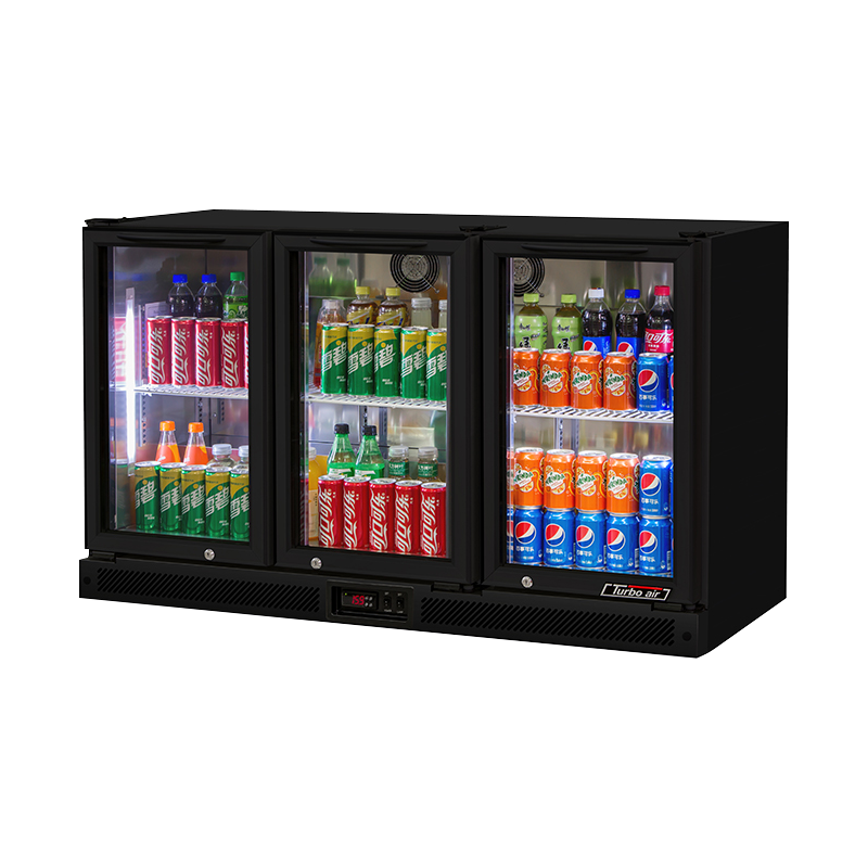 Turbo Air TB13-8H-SWBBB-N / TB13-8H-SWSSS-N - 3 Glass Door Back Bar Fridge 1352mm 246L (Black trim)