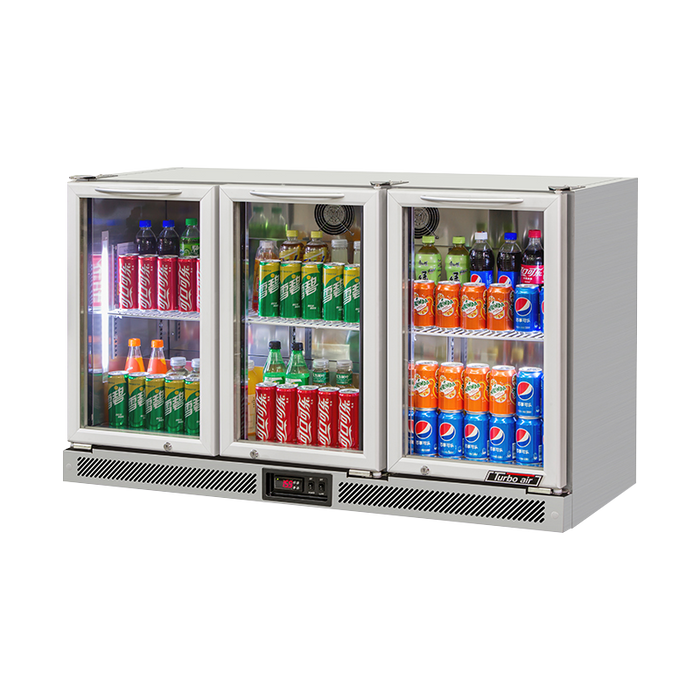 Turbo Air TB13-8H-SWBBB-N / TB13-8H-SWSSS-N - 3 Glass Door Back Bar Fridge 1352mm 246L (Stainless steel trim)