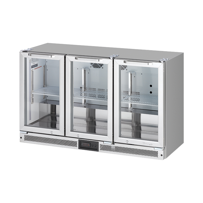 Turbo Air TB13-8H-SWBBB-N / TB13-8H-SWSSS-N - 3 Glass Door Back Bar Fridge 1352mm 246L (Stainless steel trim)
