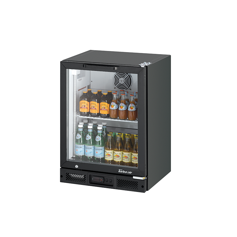 Turbo Air TB6-8H-SWBBB-N / TB6-8H-SWSSS-N - 1 Glass Door Back Bar Fridge 600mm 100L (Black trim)