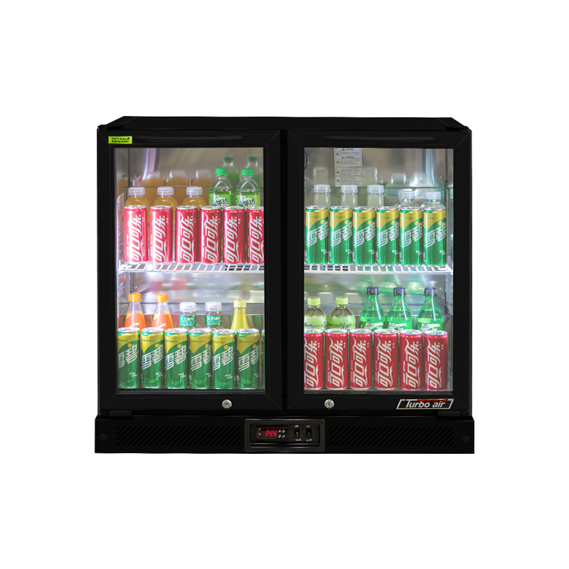 Turbo Air TB9-8H-SWBBB-N / TB9-8H-SWSSS-N - 2 Glass Door Back Bar Fridge 900mm 157L (Black trim)