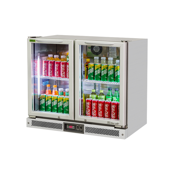 Turbo Air TB9-8H-SWBBB-N / TB9-8H-SWSSS-N - 2 Glass Door Back Bar Fridge 900mm 157L (Stainless steel trim)