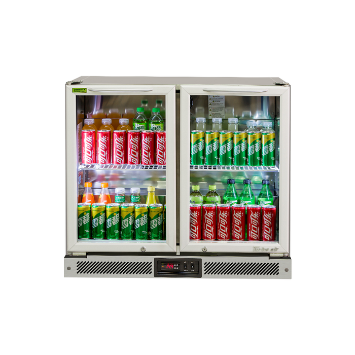 Turbo Air TB9-8H-SWBBB-N / TB9-8H-SWSSS-N - 2 Glass Door Back Bar Fridge 900mm 157L (Stainless steel trim)