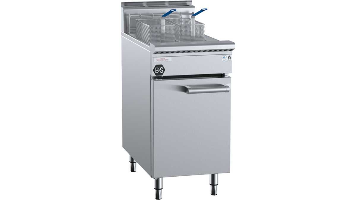B+S Black TF-451S - 450mm Split Pan Gas Turbo Fryer 2 x 13.5L