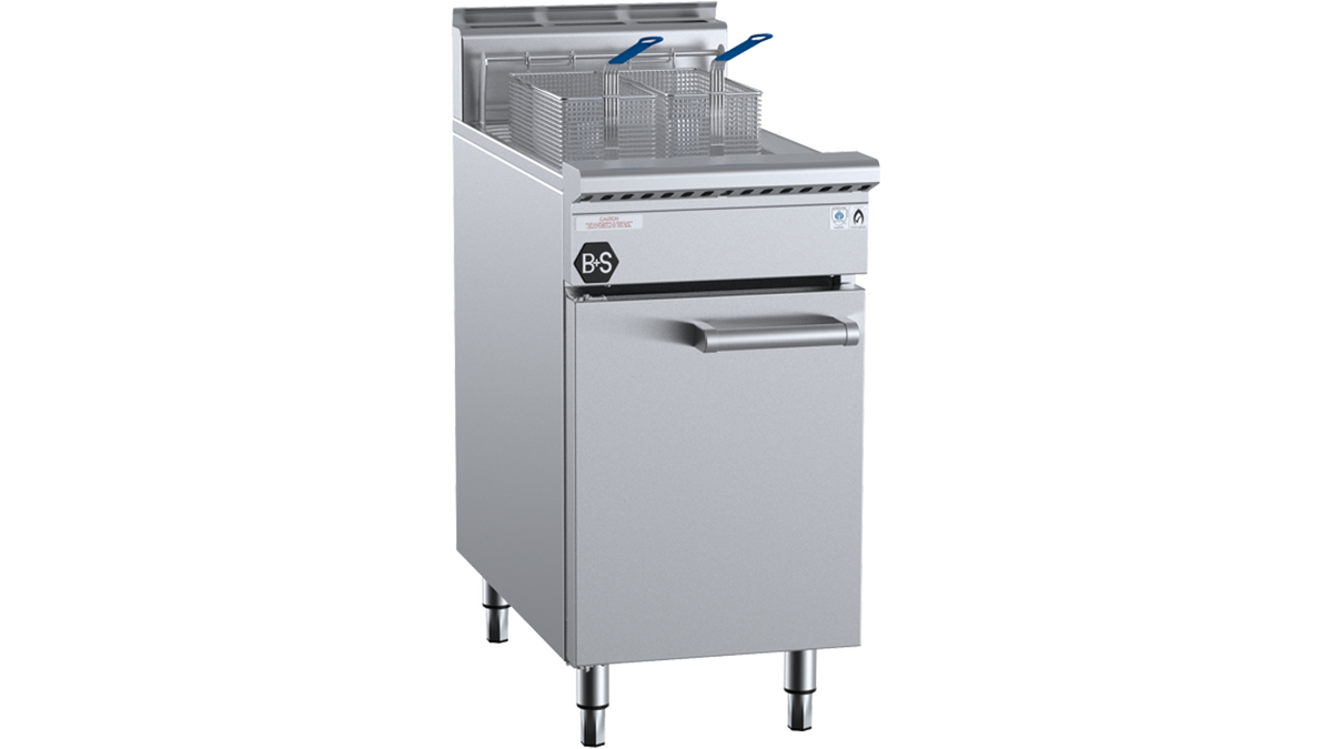 B+S Black TF-451 - 450mm 21.3L Gas Turbo Fryer 2 Basket