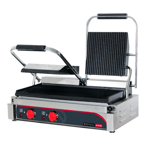 Anvil TSS3000 - Double Panini Press, Ribbed Top & Flat Bottom