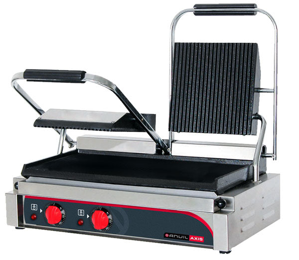 Anvil TSS3000 - Double Panini Press, Ribbed Top & Flat Bottom