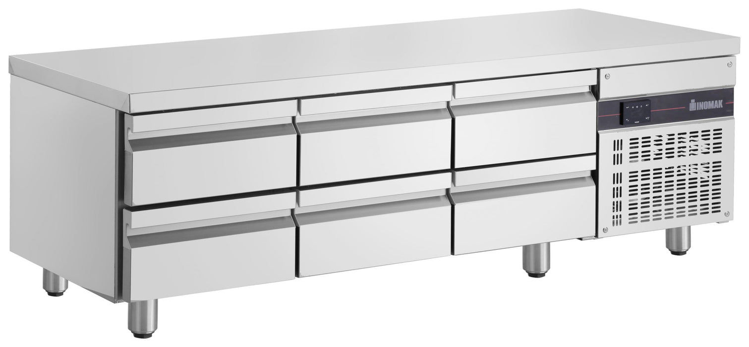 Inomak UBI71790LB - Low Boy Chef Base Fridge, 6 Drawers, 1790mm