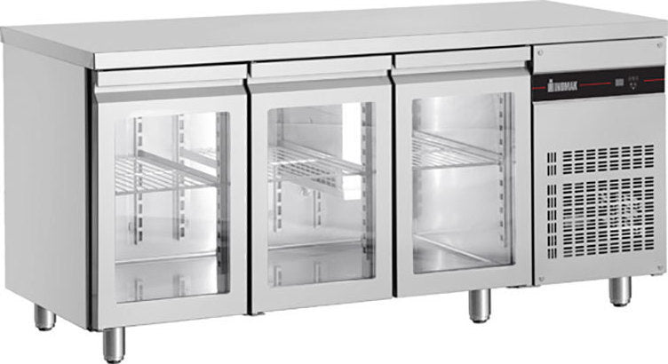Inomak UBI7179G - Underbench Fridge, 3 Glass Doors, 1790mm